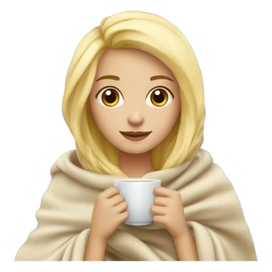 Blonde girl with a blanket and drinking tea sticker