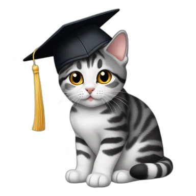 american shorthair cat in black academic cap sticker