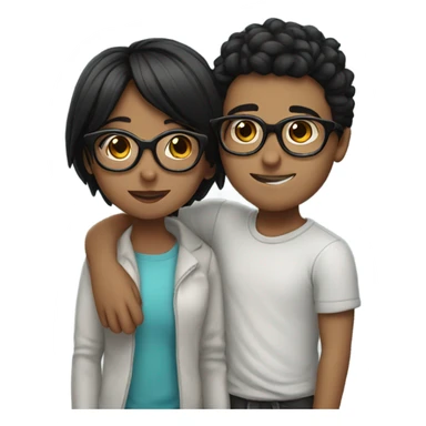 Boy with glasses kissing with a girl with glasses and black hair sticker