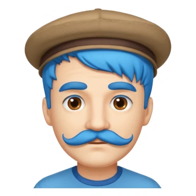 blue haired man and hat and mustache sticker