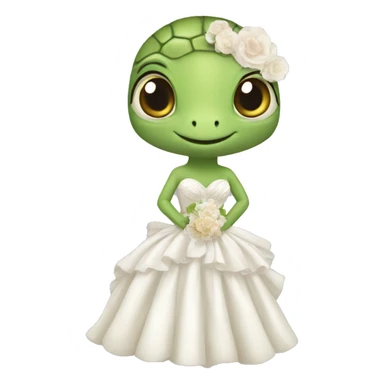 A cité turtle with a wedding dress sticker
