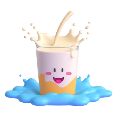 a milk splash, 3D emoji style sticker