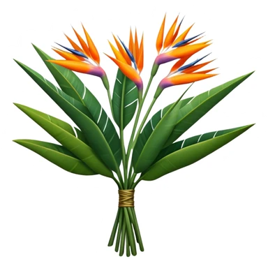 big bouquet Strelitzia Reginae, luxuriant, stem, leaf sticker