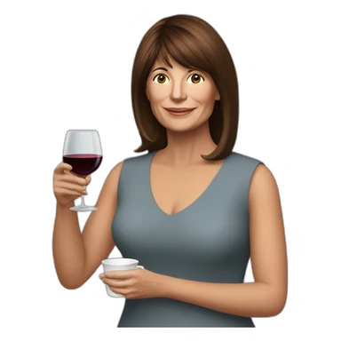 Patricia Bullrich with a cup of wine sticker