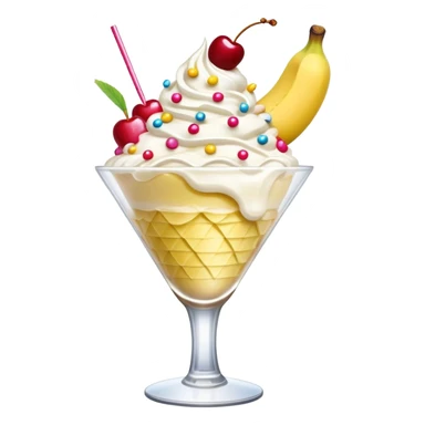 cute banana split with toppings in a ruffled cocktail glass sticker
