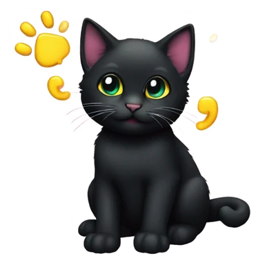 Black kitten at rave sticker