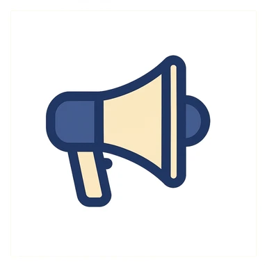 megaphone flat icon, minimal details, clear silhouette sticker