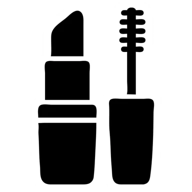 Cosmetic beauty set with lipstick and mascara sticker