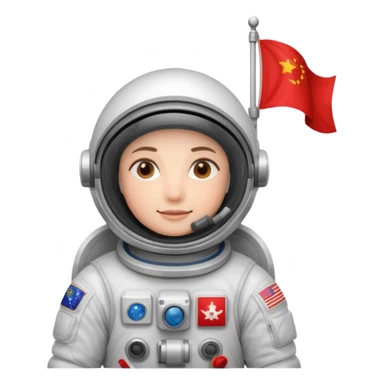 astronaut holding red flag sticker