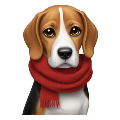 Beagle wearing a black and read scarf sticker