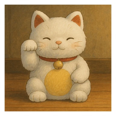 White Chinese lucky cat plushie  sticker