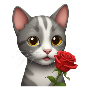 Cat Holding A Rose sticker