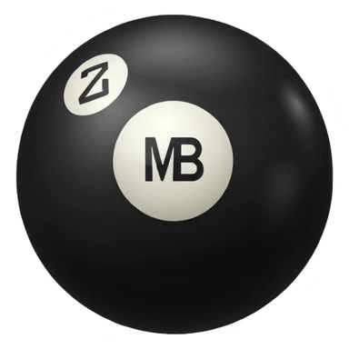 Pool ball back ball with the “MB” written on it. sticker