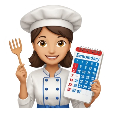 cocinera mujer con calendario sticker