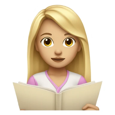 Blonde girl with curtain bangs writing poetry sticker