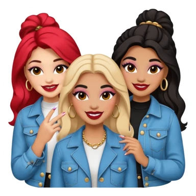 Boujy baddie best friends happy, trendy heavy makeup sticker