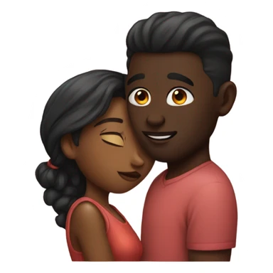 Black girl and guy emoji kissing sticker