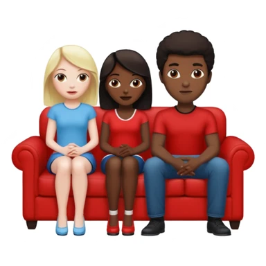 red couch, white naked female in center, big white male on the left, big black male on thje right sticker