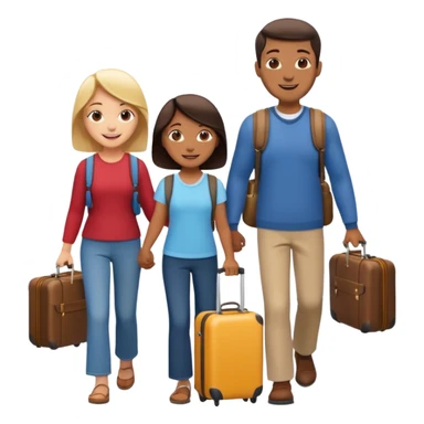 familia con maleta caminando sticker