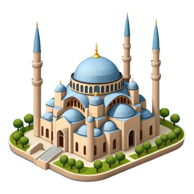 Isometric illustration of Istanbul, featuring photorealistic Hagia Sophia sticker