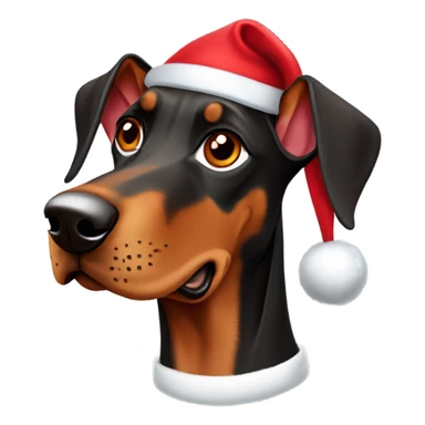 red doberman cut ears in santa hat sticker