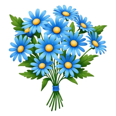 luxuriant, big bouquet Blue Daisy, stem, leaf sticker