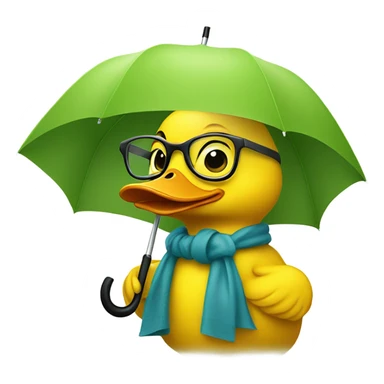 Yellow duck with umbrella and glasses  sticker