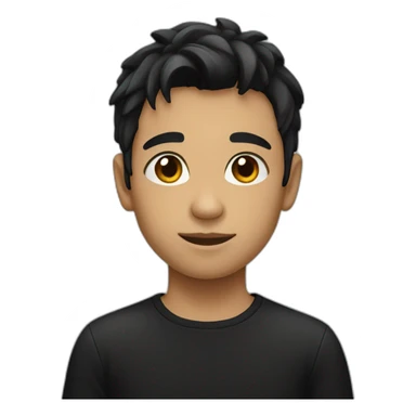 boy with black hair in a black shirt sticker