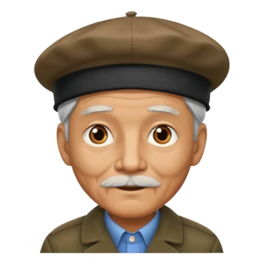 old man with berut sticker