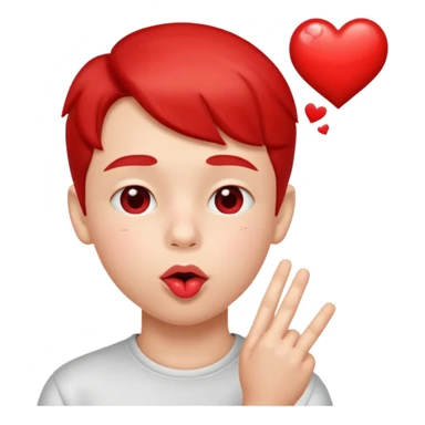 Emoji, boy's face blowing a kiss, puckered lips, small heart sticker