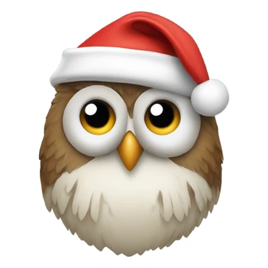 Owl with a Santa beard and Santa cap sticker