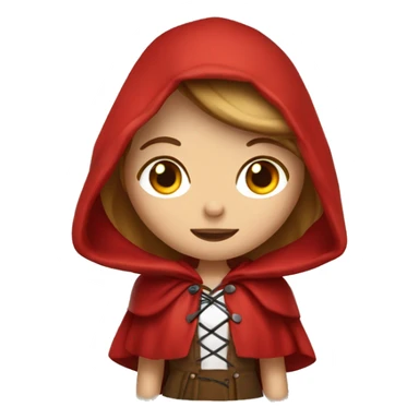 Red riding hood with long brown hair and blond highlights hair and free eyes sticker