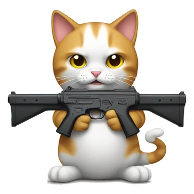 Cat with 2 guns sticker