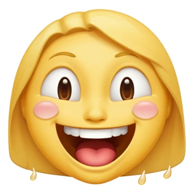face with huge open-mouthed grin, eyes shut tight, tears of laughter, rolling on the ground, fun, lively, emoji style sticker