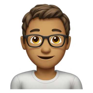 Boy with brown hairs tied in a tail thumb up wearing glasses sticker