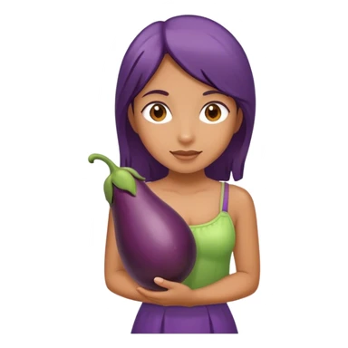 Girl holding eggplant sticker