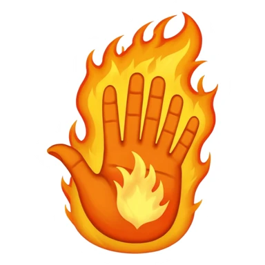 thumbs up emoji, thumb engulfed in fire, dynamic sticker