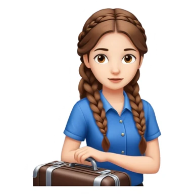 Girl with long hair in braid working at airport bags sticker