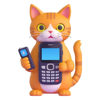 cat with nokia n73 phone sticker