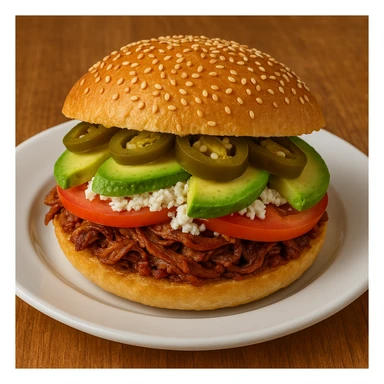 a detailed, appetizing cemita sandwich on a plate sticker