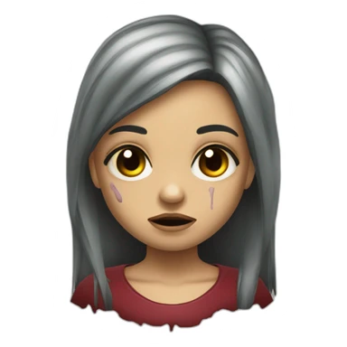 Niña zombie, cabello largo, ojos marrones, cabello pelirojo sticker