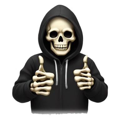 Skeleton in black hoodie thumbs up sticker