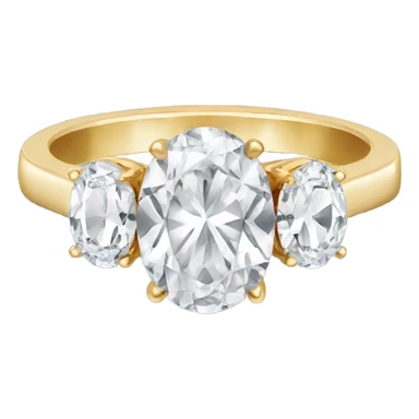 Three stone oval gold engagement ring sticker