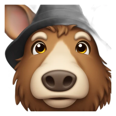 fullface depressed brown boar with stubble in a black winter hat sticker