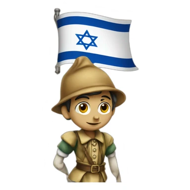 Pinocchio on israeli flag sticker