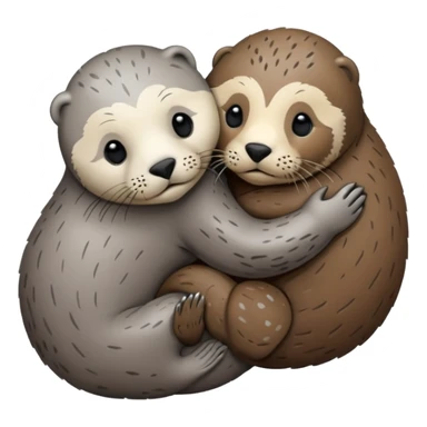 Grey seal and brown otter hugging each other  sticker