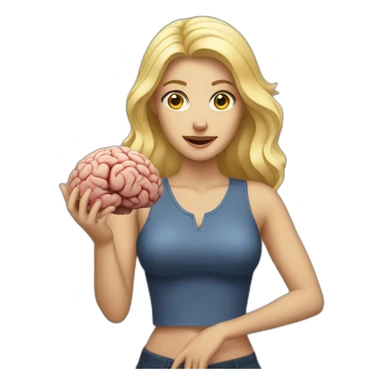 blonde woman holding a brain in her hands sticker