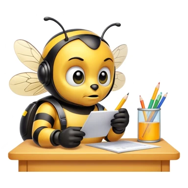 bumblebee taking a test at school  sticker