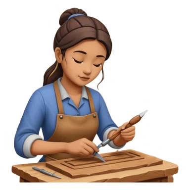 Wood Carving Craftsman woman sticker