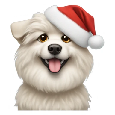 Fluffy dog with Santa hat sticker